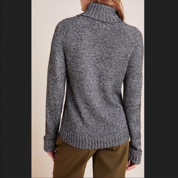 by Anthropologie Metallic Grey Turtleneck Sweater s - Picture 2 of 11